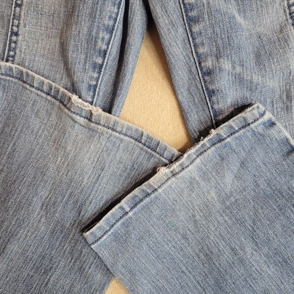 ZD Zana Di Blue Jeans Y2K Size 13 Silver Metallic Stitching Straight Leg 33x31 - Picture 10 of 11